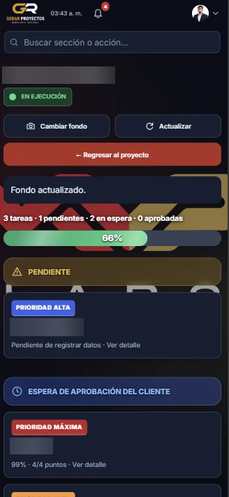 Tablero en celular