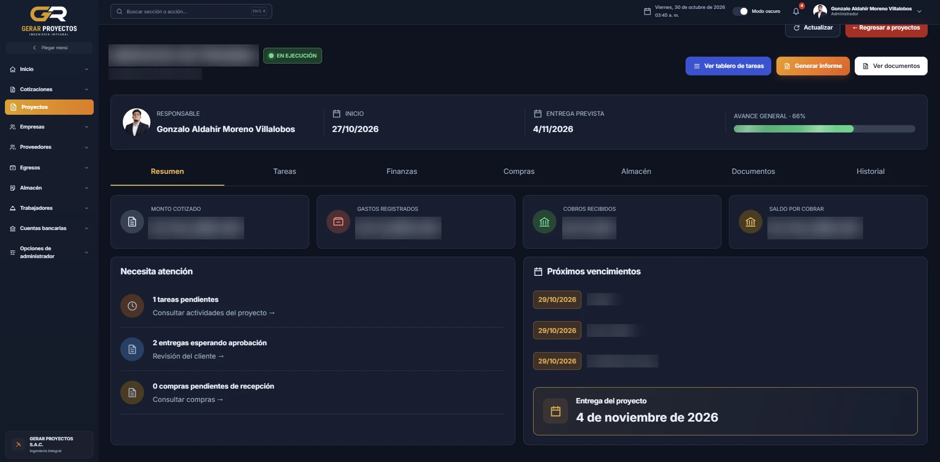 Resumen del proyecto · datos de prueba ocultos