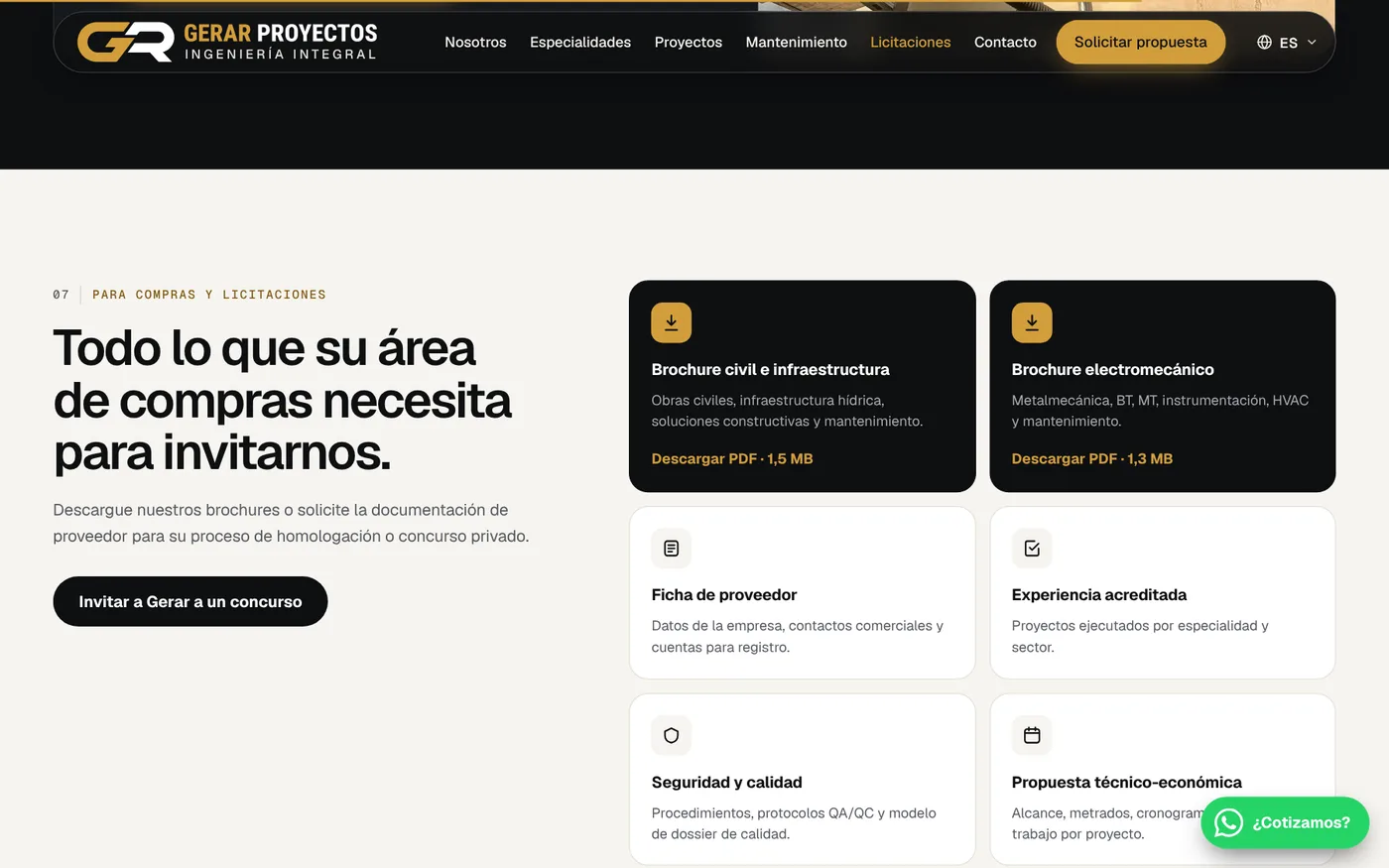 Sección para compras y licitaciones