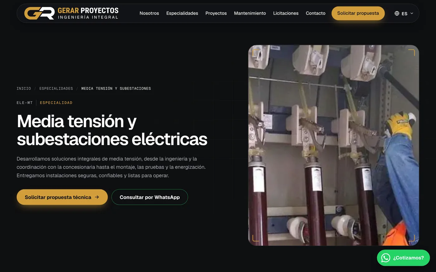 Página de especialidad