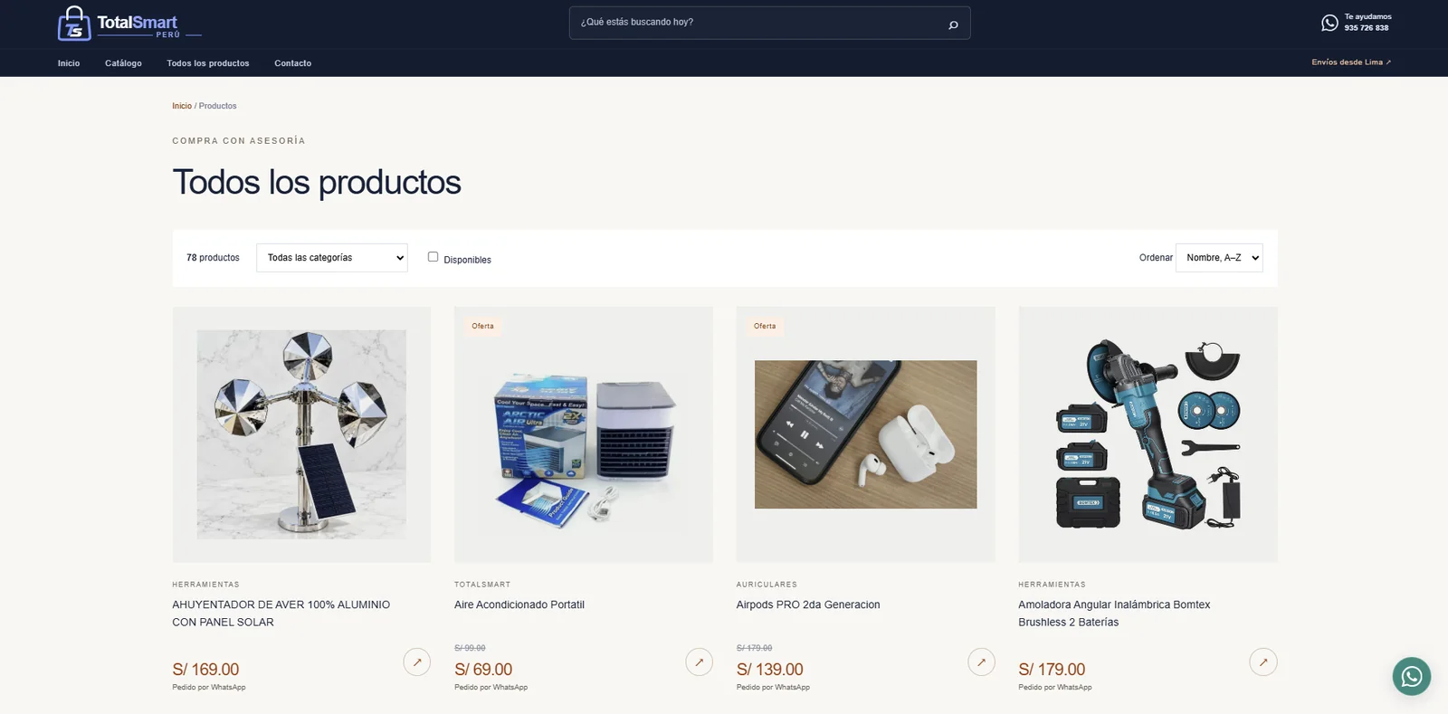 Catálogo de productos