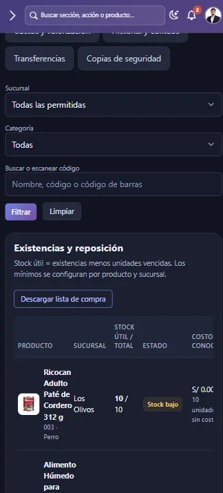 Inventario en celular